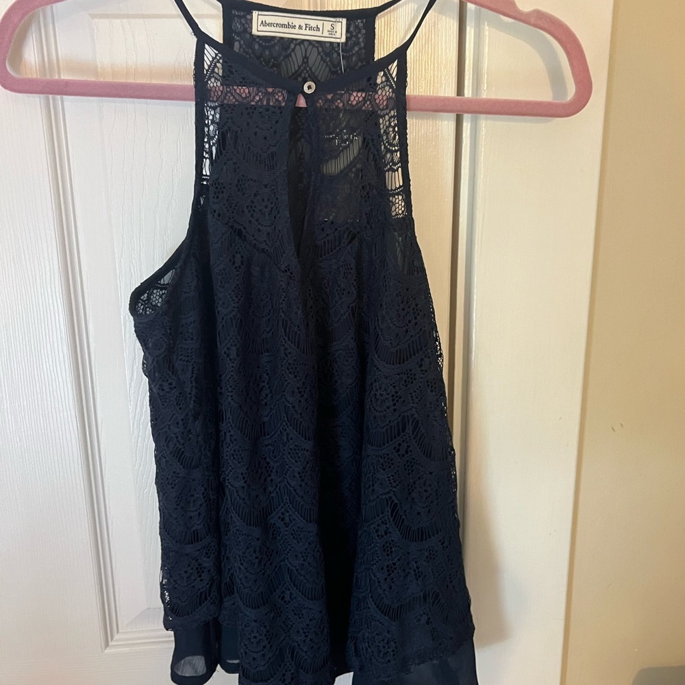 Abercrombie & Fitch dark blue lace tank top